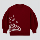 Burgundy Knitted Sweater with Abstract Motif